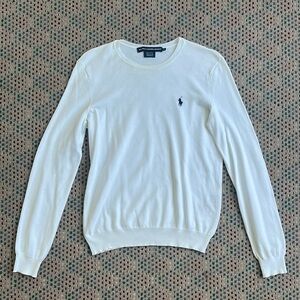 Ralph Lauren Sport 100% Cotton White Crewneck Lightweight Sweater Womens Size M